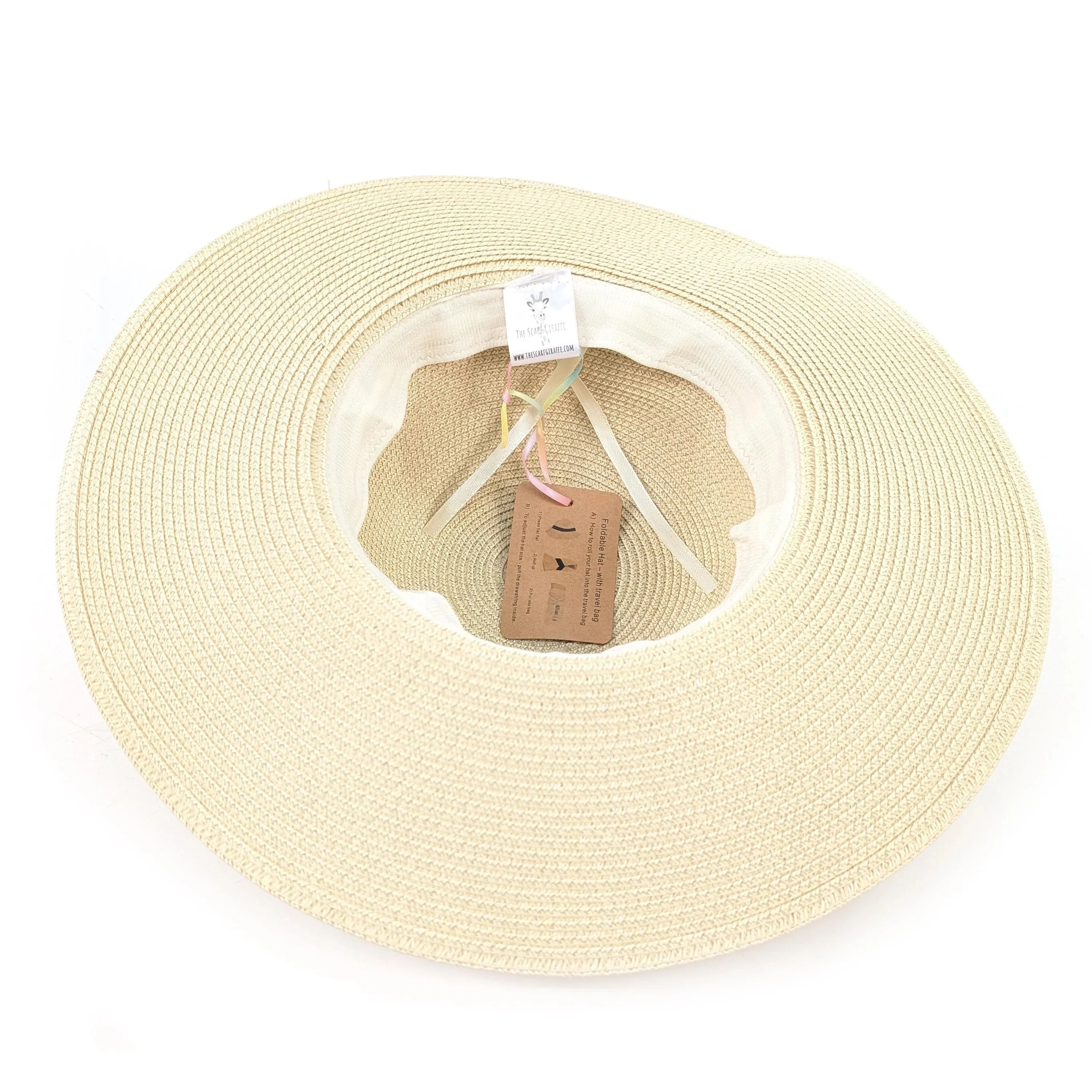 luscious scarves sun hats Black Ginger Rollable, Wide Brim, Zig Zag Band Foldable Hat (57cm) - Natural