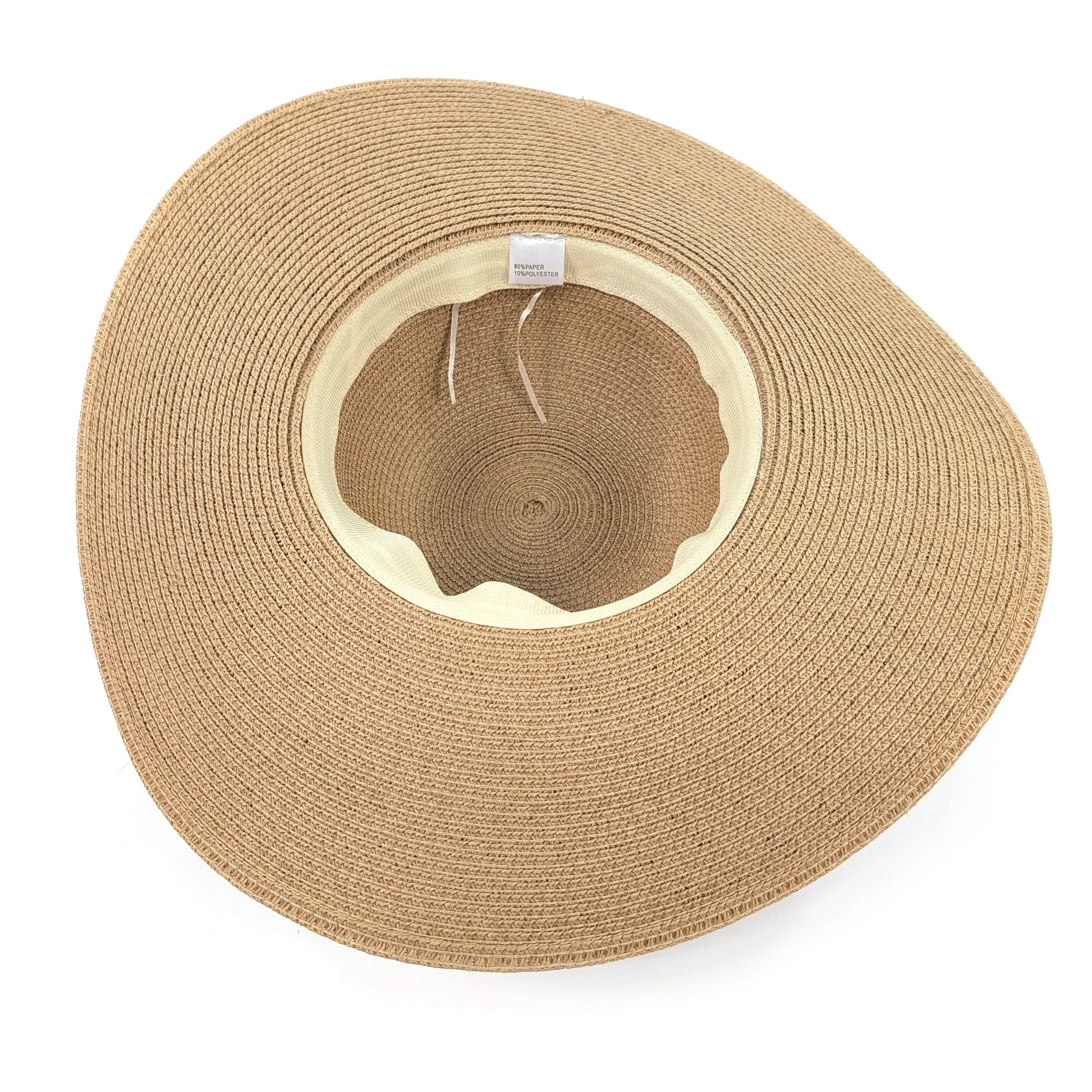 luscious scarves sun hats Black Ginger Rollable , Zebra Print Wide Brim Foldable Hat (57cm) - Dark Natural/Black
