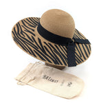 Load image into Gallery viewer, luscious scarves sun hats Black Ginger Rollable , Zebra Print Wide Brim Foldable Hat (57cm) - Dark Natural/Black
