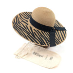 Load image into Gallery viewer, luscious scarves sun hats Black Ginger Rollable , Zebra Print Wide Brim Foldable Hat (57cm) - Dark Natural/Black
