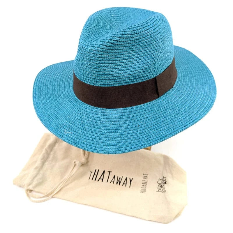luscious scarves sun hats Bright Turquoise Panama Style Sun hat , Foldable and Packable