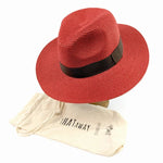 Load image into Gallery viewer, luscious scarves sun hats Deep Red foldable Panama hat , Rollable , packable Sun hat
