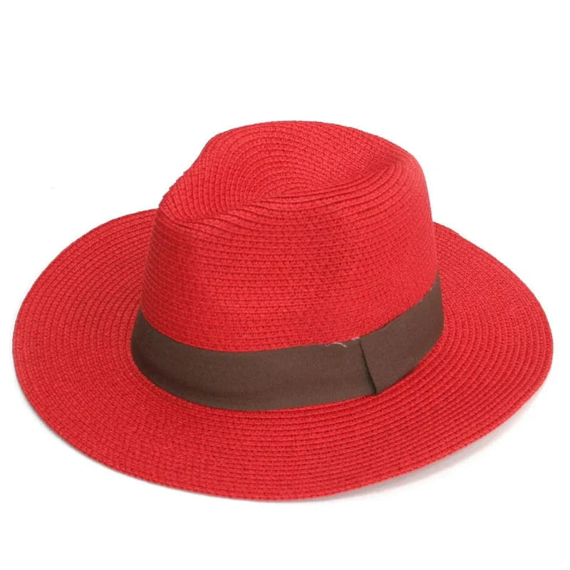 luscious scarves sun hats Deep Red foldable Panama hat , Rollable , packable Sun hat