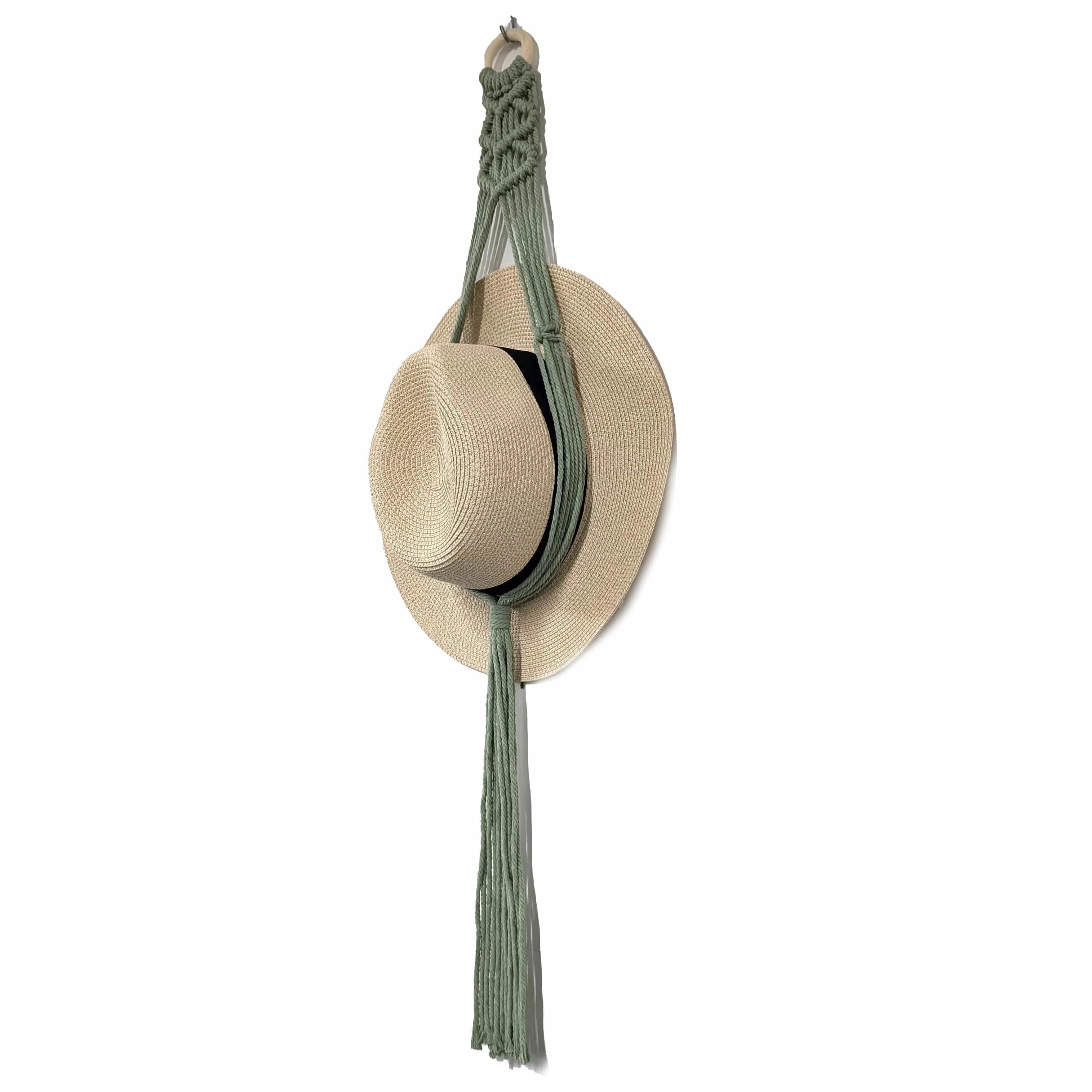 luscious scarves sun hats Macrame Hat Storage - Sage Green - 1 Hat