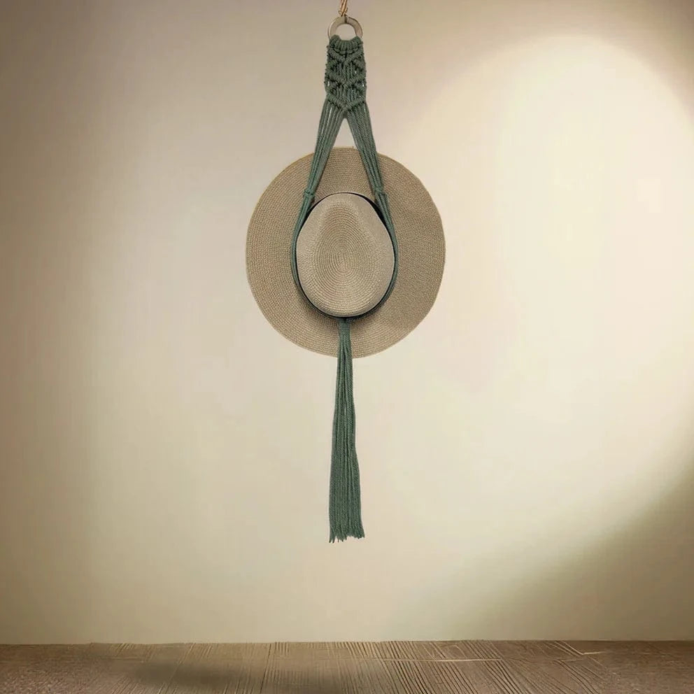 luscious scarves sun hats Macrame Hat Storage - Sage Green - 1 Hat