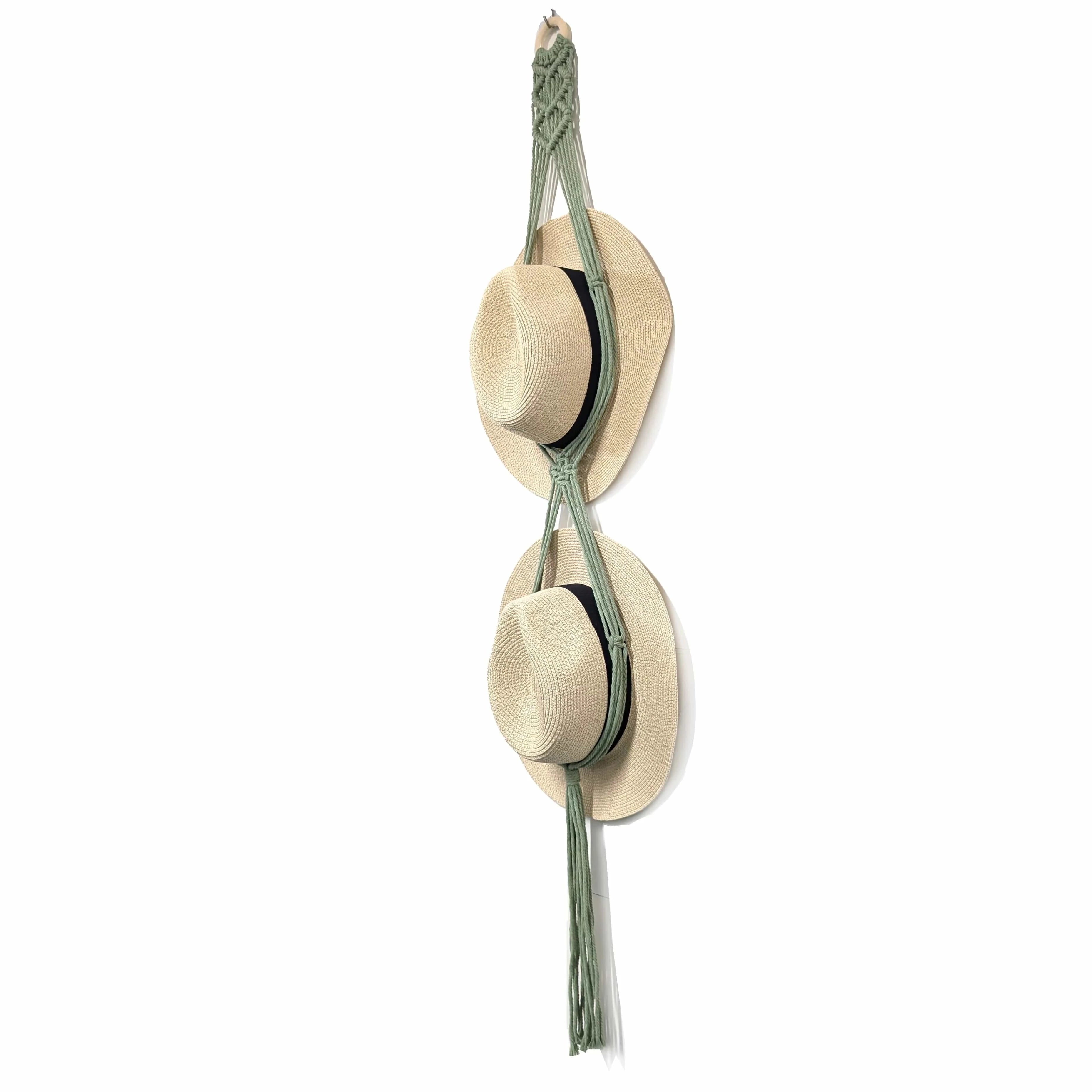 luscious scarves sun hats Macrame Hat Storage - Sage Green - 2 Hats