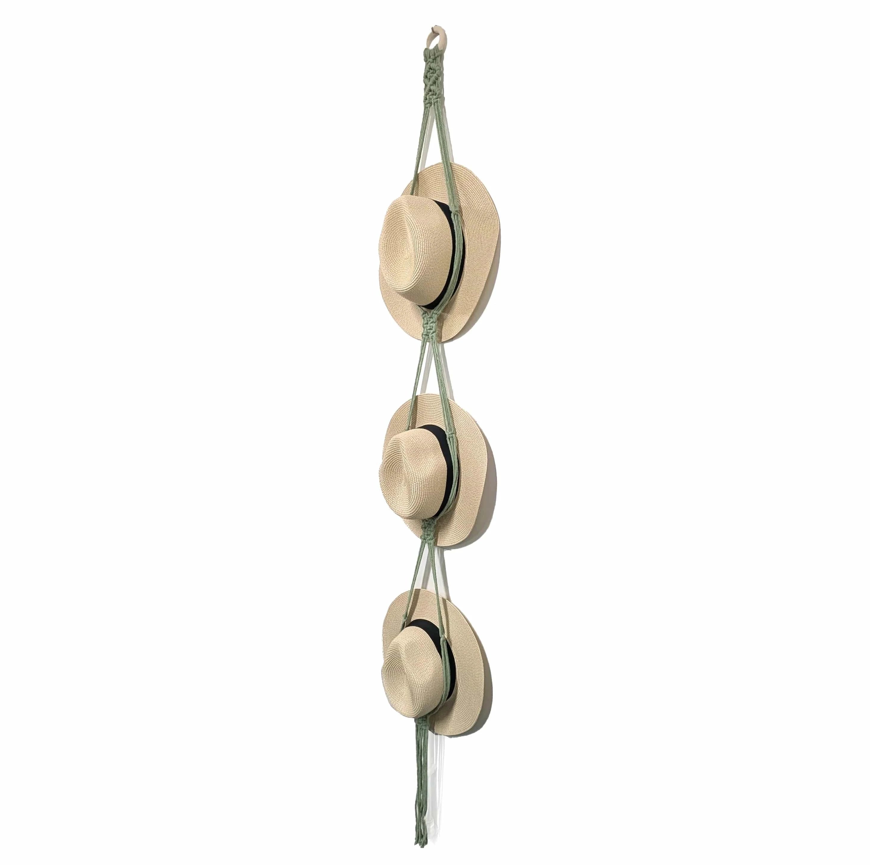 luscious scarves sun hats Macrame Hat Storage - Sage Green - 3 Hats