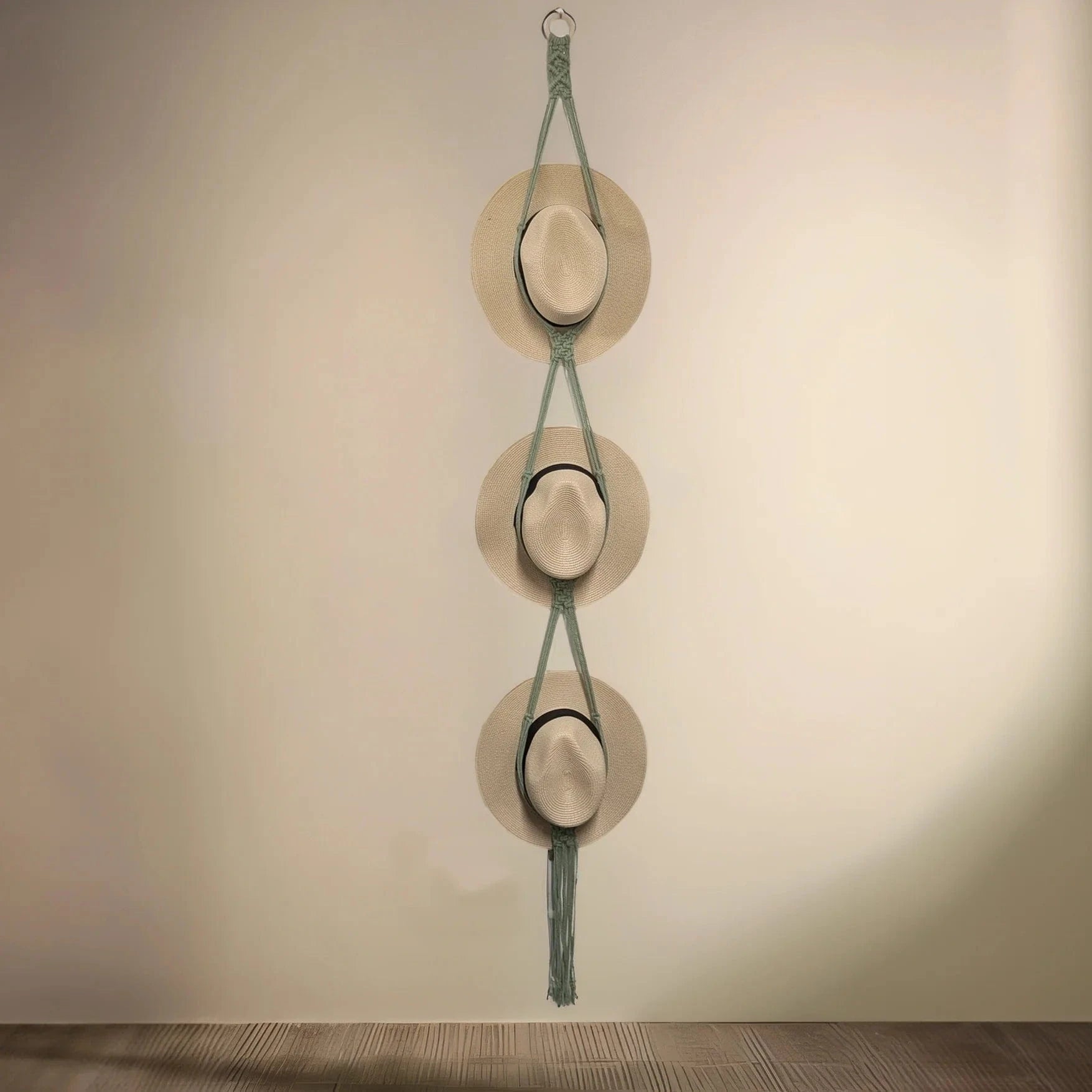 luscious scarves sun hats Macrame Hat Storage - Sage Green - 3 Hats