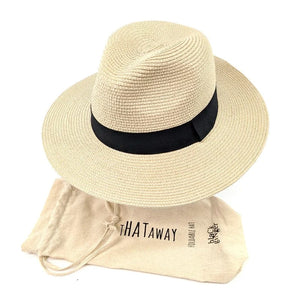 luscious scarves sun hats Panama Style Foldable , Packable Sun Hat in Bag - Small 55cm