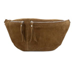 Load image into Gallery viewer, luscious scarves Tan Brown Genuine Suede Italian Leather Large Sling Bag.
