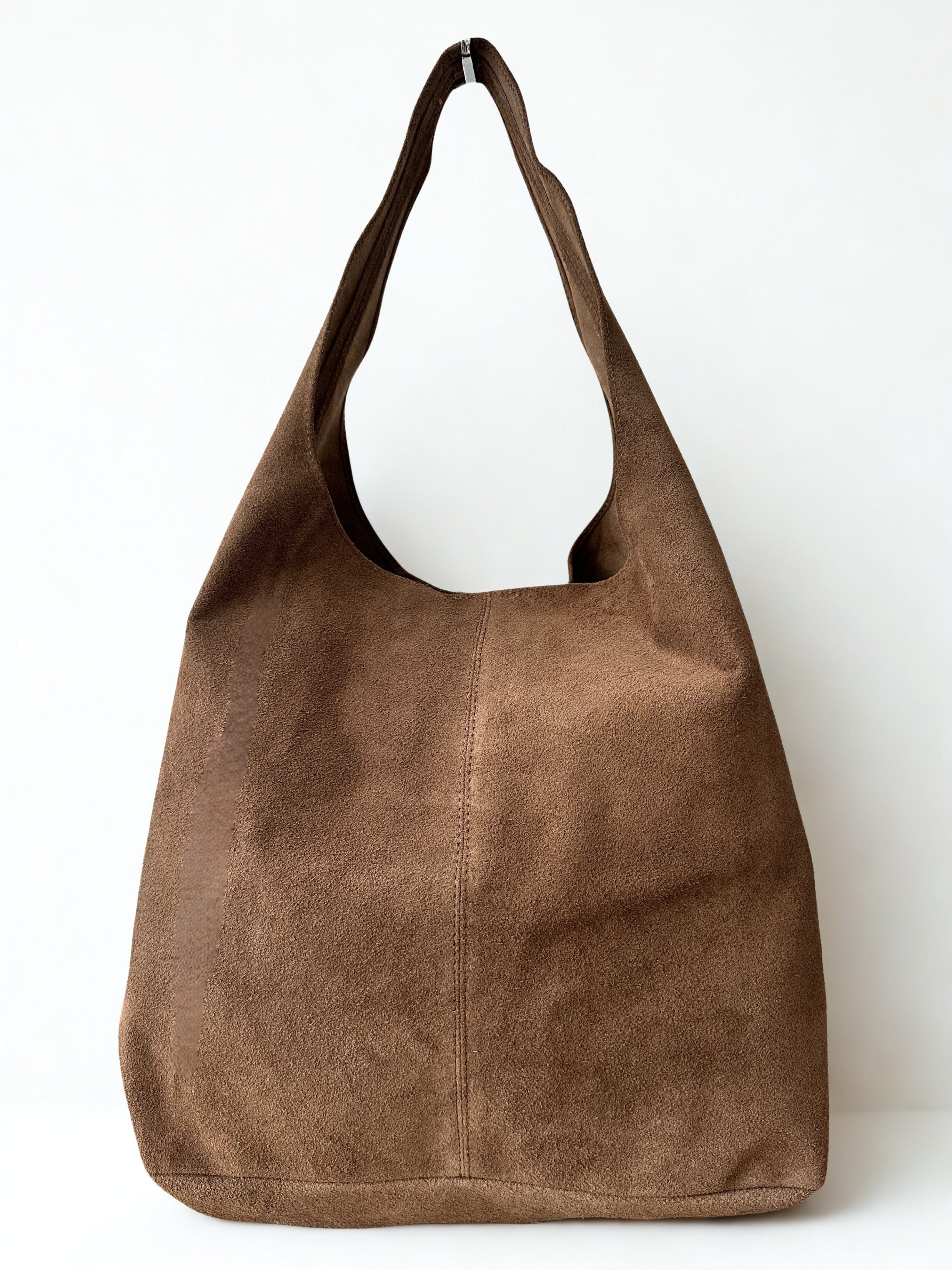 luscious scarves Taupe Genuine Italian Suede Slouchy Hobo Bag available in 7 colours .