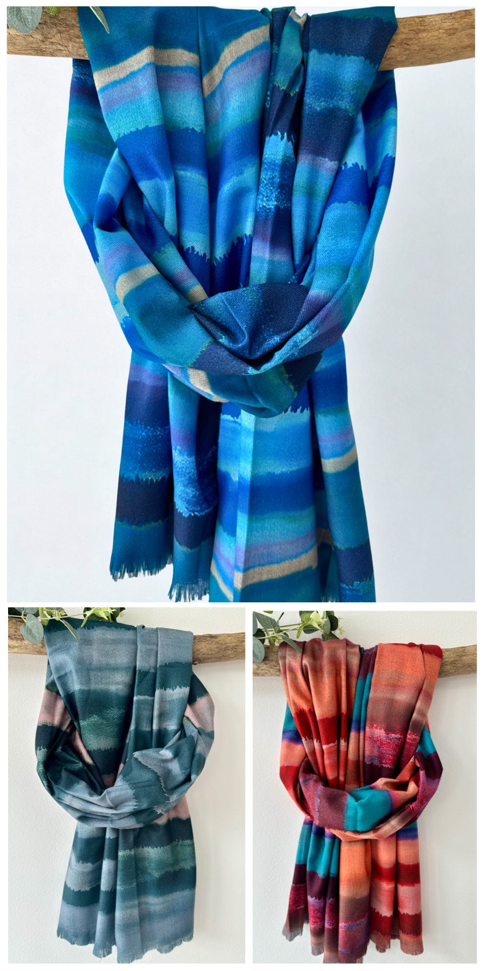 luscious scarves Tie Dye Stripes Scarf , Medium Weight .