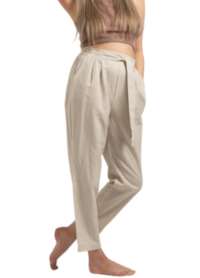 luscious scarves trousers Ladies Cream Soft Linen and Cotton Trousers