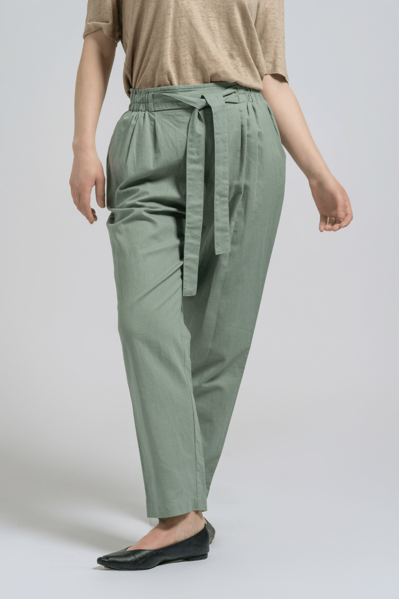 luscious scarves trousers S Ladies Light Green Soft Linen and Cotton Trousers.