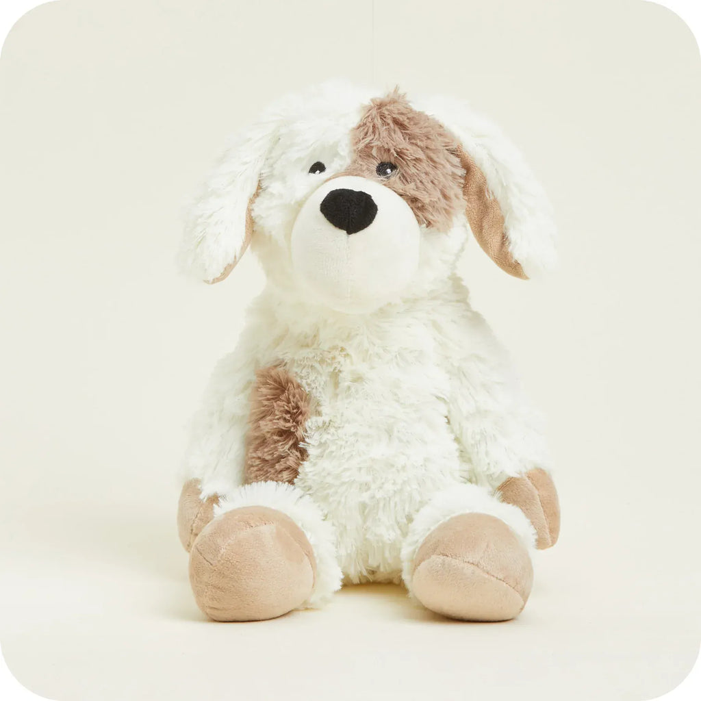 luscious scarves Warmies Fully Heatable Microvable Plush Toy .Cream and Biege Patch Puppy