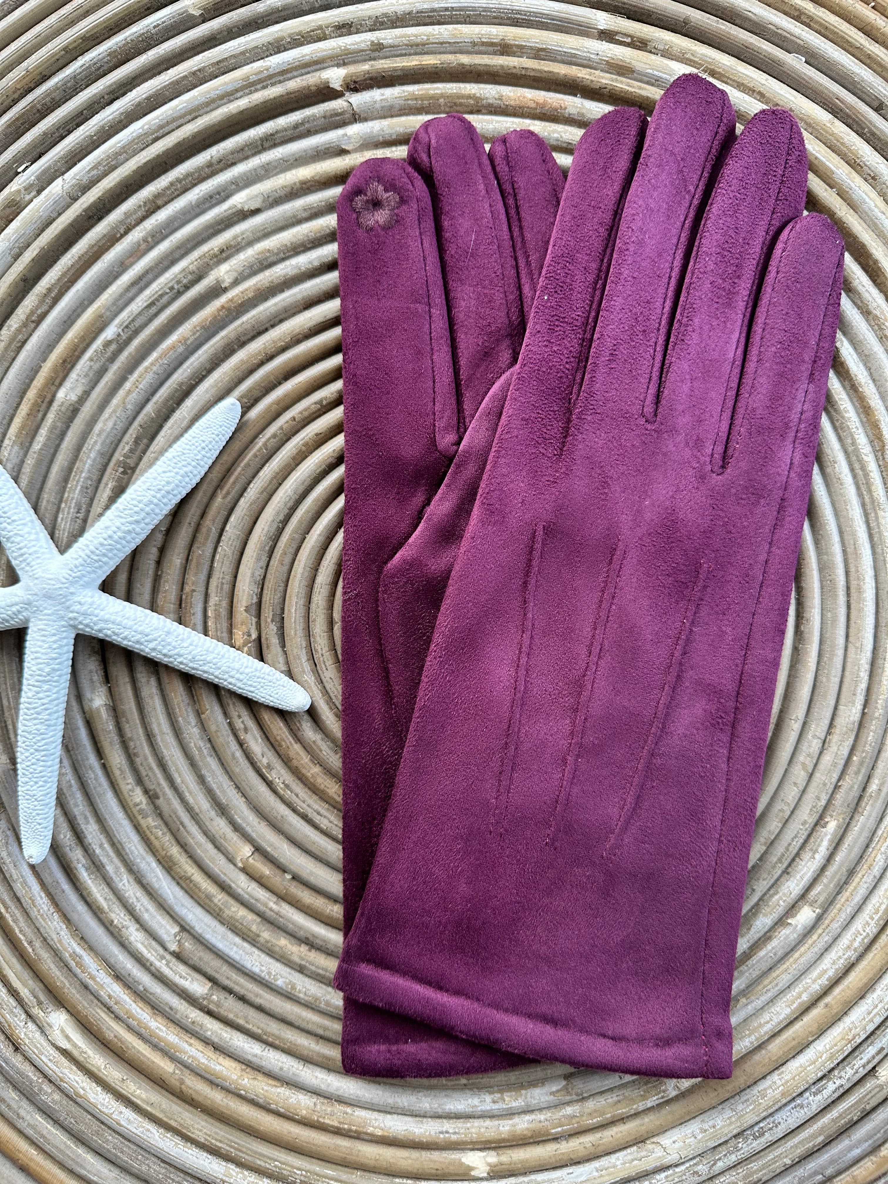 luscious scarves Wine Faux suede Ladies Gloves available in 8 Colours.