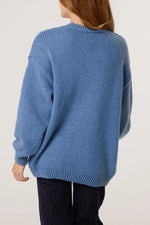 Load image into Gallery viewer, luscious scarves wool cardigan Flocking Daisy Open Knit Cardigan Denim

