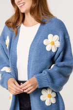 Load image into Gallery viewer, luscious scarves wool cardigan Flocking Daisy Open Knit Cardigan Denim
