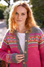 Load image into Gallery viewer, luscious scarves wool cardigan L Pachamama Iona Cardigan Pink, Handmade, Fair Trade.
