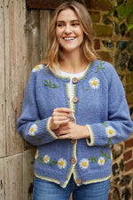 Load image into Gallery viewer, luscious scarves wool cardigan M Pachamama Daisy Chain Cardigan, Handmade, Fairtrade .
