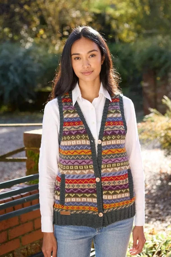 luscious scarves wool cardigan M Pachamama Elveden Waistcoat, Hand Knitted , Fair trade