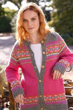 Load image into Gallery viewer, luscious scarves wool cardigan M Pachamama Iona Cardigan Pink, Handmade, Fair Trade.
