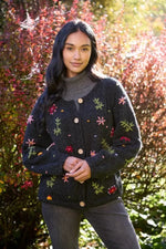 Load image into Gallery viewer, luscious scarves wool cardigan M Pachamama Lugano Hand Knitted Cardigan Charcoal, Fair Trade
