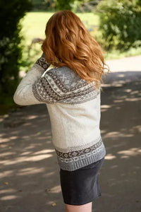 luscious scarves wool cardigan Pachamama Classic Fairisle All Season Cardigan Natural , Hand Knitted , Fair trade.