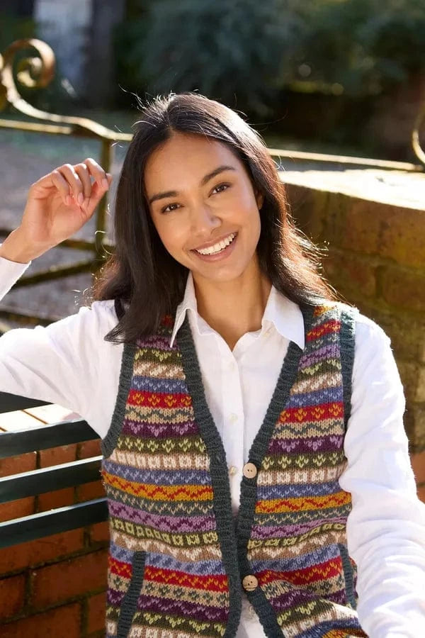 luscious scarves wool cardigan Pachamama Elveden Waistcoat, Hand Knitted , Fair trade