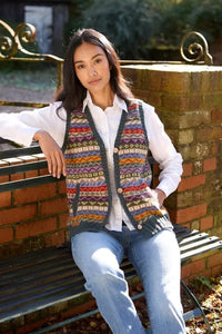 luscious scarves wool cardigan Pachamama Elveden Waistcoat, Hand Knitted , Fair trade