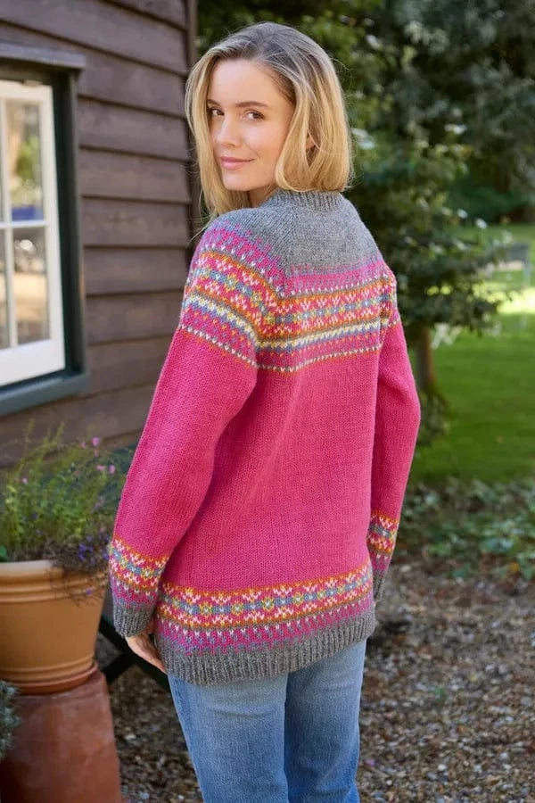 luscious scarves wool cardigan Pachamama Iona Cardigan Pink, Handmade, Fair Trade.