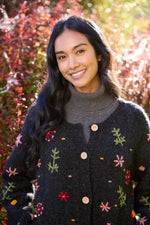 Load image into Gallery viewer, luscious scarves wool cardigan Pachamama Lugano Hand Knitted Cardigan Charcoal, Fair Trade

