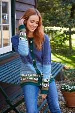 Load image into Gallery viewer, luscious scarves wool cardigan Pachamama Snowy Sheep Cardigan, Fair Trade, Handmade.
