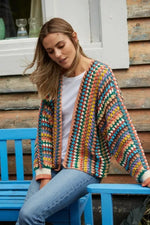 Load image into Gallery viewer, luscious scarves wool cardigan Pachamama Yucatan Cotton Cardigan, Hand Crocheted, Fair trade.
