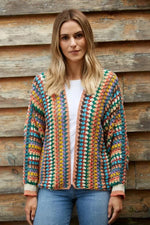 Load image into Gallery viewer, luscious scarves wool cardigan Pachamama Yucatan Cotton Cardigan, Hand Crocheted, Fair trade.
