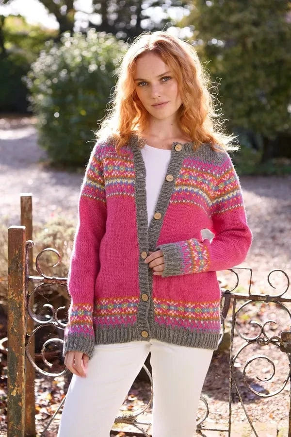 luscious scarves wool cardigan S Pachamama Iona Cardigan Pink, Handmade, Fair Trade.