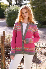 Load image into Gallery viewer, luscious scarves wool cardigan S Pachamama Iona Cardigan Pink, Handmade, Fair Trade.
