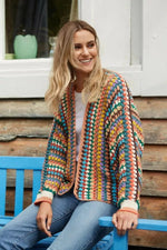 Load image into Gallery viewer, luscious scarves wool cardigan S Pachamama Yucatan Cotton Cardigan, Hand Crocheted, Fair trade.
