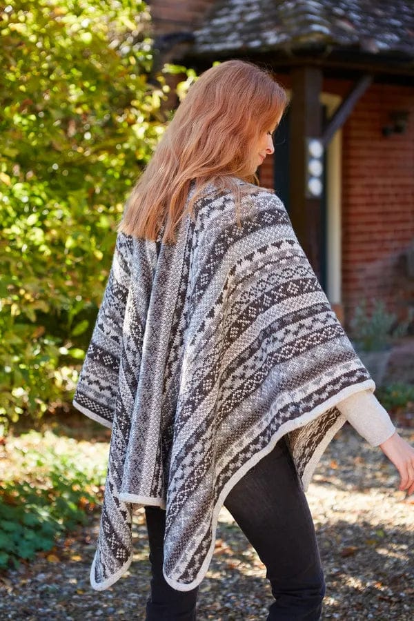 luscious scarves Wool clothing Pachamama Classic Fairisle Ladies Wrap Natural, Handmade , Fairtrade