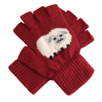 Load image into Gallery viewer, luscious scarves wool gloves Burgundy Fingerless Wool Blend Gloves with a Fluffy Sheep Design.
