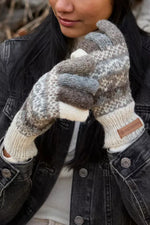 Load image into Gallery viewer, luscious scarves wool gloves Pachamama Classic Fairisle Gloves Natural , Fair Trade , Handmade.
