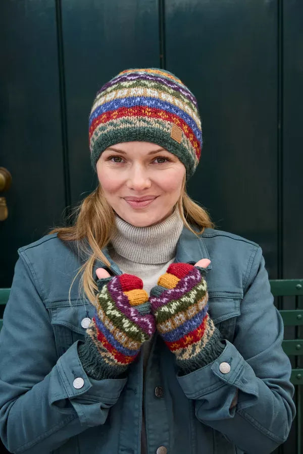 luscious scarves wool gloves Pachamama Elveden Fingerless Gloves , Handknitted , Fairtrade