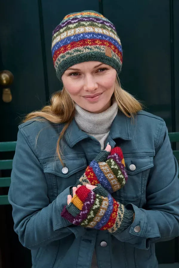 luscious scarves wool gloves Pachamama Elveden Fingerless Gloves , Handknitted , Fairtrade