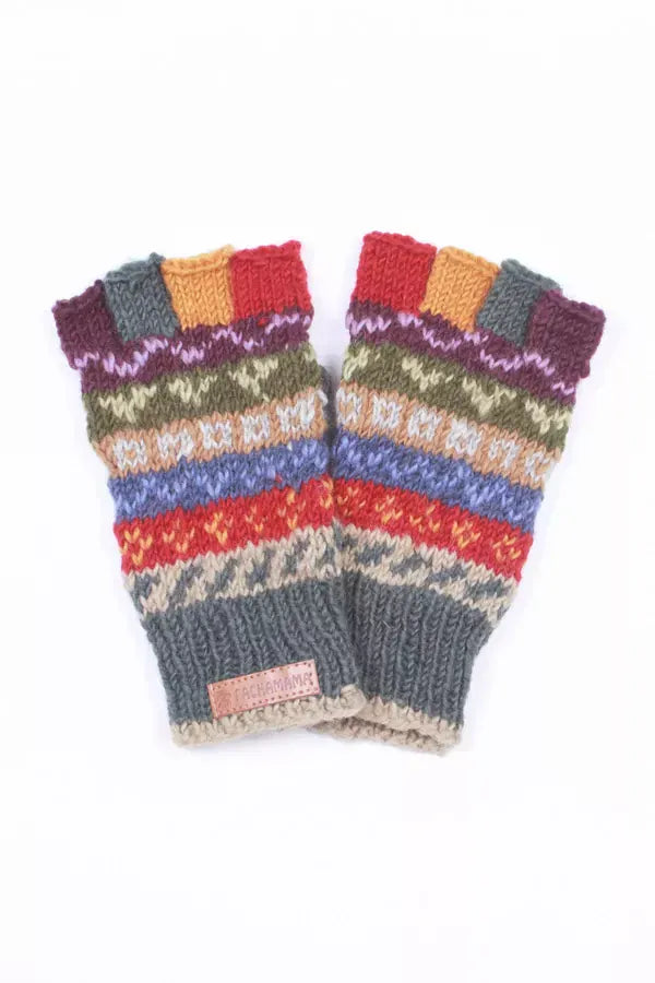 luscious scarves wool gloves Pachamama Elveden Fingerless Gloves , Handknitted , Fairtrade