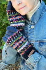 Load image into Gallery viewer, luscious scarves wool gloves Pachamama Iona Glove Denim, Hand Knitted , Fairtrade

