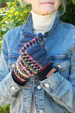 Load image into Gallery viewer, luscious scarves wool gloves Pachamama Iona Glove Denim, Hand Knitted , Fairtrade
