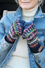 Load image into Gallery viewer, luscious scarves wool gloves Pachamama Iona Glove Denim, Hand Knitted , Fairtrade
