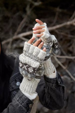 Load image into Gallery viewer, luscious scarves wool gloves Pachamama Ladies Classic Fairisle Glove Mitts, Natural , Handknitted , Fairtrade
