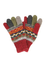 Load image into Gallery viewer, luscious scarves wool gloves Pachamama Ladies Classic Fairisle Gloves, Rust Red , Handknitted , Fairtrade
