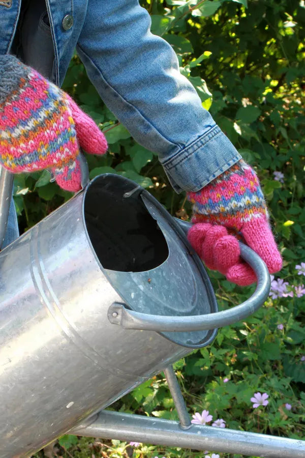 luscious scarves wool gloves Pachamama Pink Iona Gloves , Handknitted , Fairtrade
